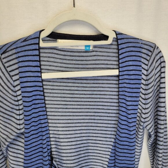 Anthropologie Sparrow Women's Medium Cardigan Sweater Open Blue Black Striped - Picture 3 of 6